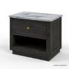 Picture of Timmins Rustic Marble Top Nightstand with Drawer and Shelf