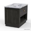 Picture of Timmins Rustic Marble Top Nightstand with Drawer and Shelf