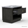 Picture of Timmins Rustic Marble Top Nightstand with Drawer and Shelf