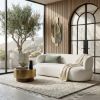 Picture of Richelier Modern Curved White Boucle 3 Seater Sofa