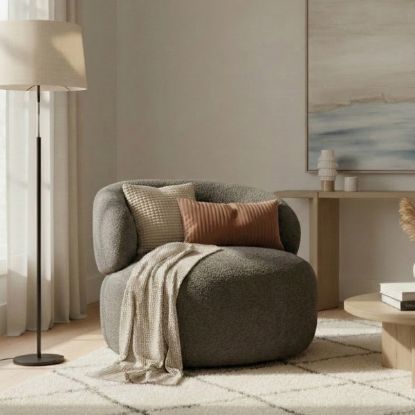 Picture of Shannon Gray Single Seater Modern Curved Sofa