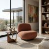 Picture of Amqui Rose Brown Curved Back Modern Armless Sofa