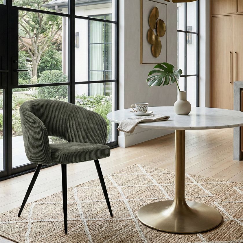 Picture of Campbellton Corduroy Curved Back Boucle Dining Chair