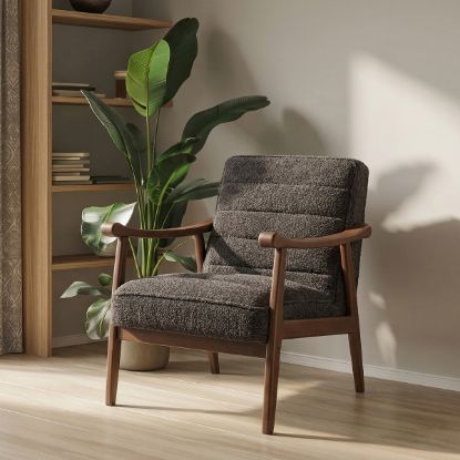 Picture of Boucherville Boucle Upholstery Mid Century Modern Lounge Chair