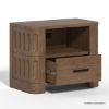 Picture of Innisfil Modern Curved Nightstand with Drawers and Shelf 