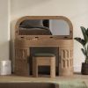 Picture of Innisfil Carved Wood Makeup Vanity Desk with Mirror and Stool 