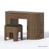 Picture of Innisfil Carved Wood Makeup Vanity Desk with Mirror and Stool 