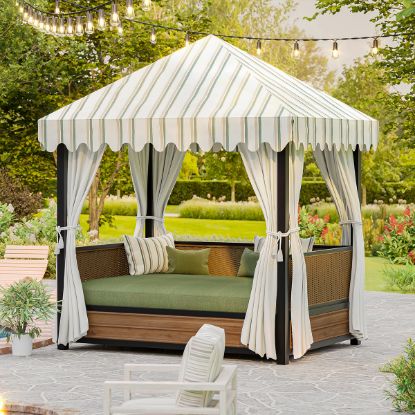 Picture of Wichita Teak & Rattan Modern Outdoor Daybed with Canopy