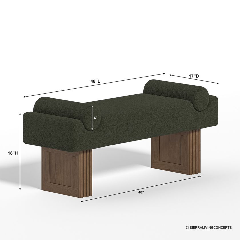 Innisfil Modern Boucle Upholstered Bedroom Bench  Dimension Image