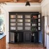 Picture of Tampa Distressed Black Glass Door Freestanding Kitchen Pantry Cabinet