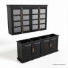 Picture of Tampa Distressed Black Glass Door Freestanding Kitchen Pantry Cabinet