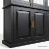Picture of Tampa Distressed Black Glass Door Freestanding Kitchen Pantry Cabinet