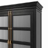 Picture of Tampa Distressed Black Glass Door Freestanding Kitchen Pantry Cabinet