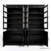 Picture of Tampa Distressed Black Glass Door Freestanding Kitchen Pantry Cabinet