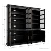 Picture of Tampa Distressed Black Glass Door Freestanding Kitchen Pantry Cabinet