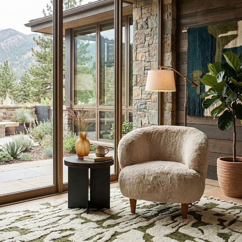 Picture of Rosemère Beige Faux Fur Accent Sofa Chair 