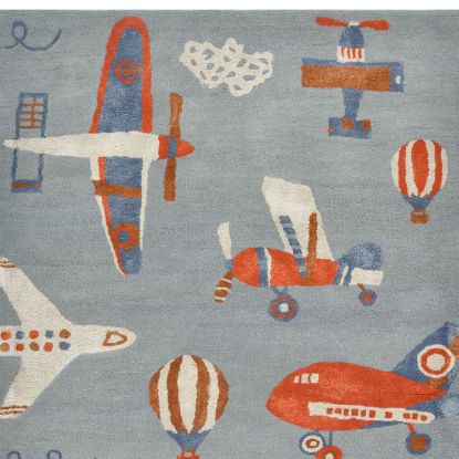 Picture of Wrestmount Hand Tufted Wool Airplane Kids Rug
