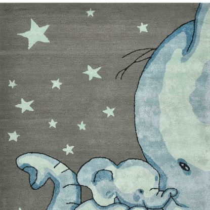 Picture of Nipigon Hand Tufted Stars & Elephant Nursery Rug