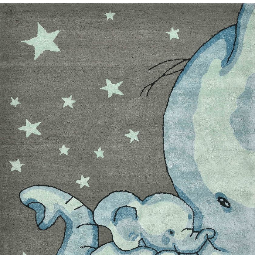 Picture of Nipigon Hand Tufted Stars & Elephant Nursery Rug