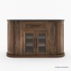 Picture of Blair Marble Top Curved Modern Bar Cabinet with Glass Doors