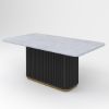 Picture of Perris Modern Black Fluted Base Marble Top Dining Table