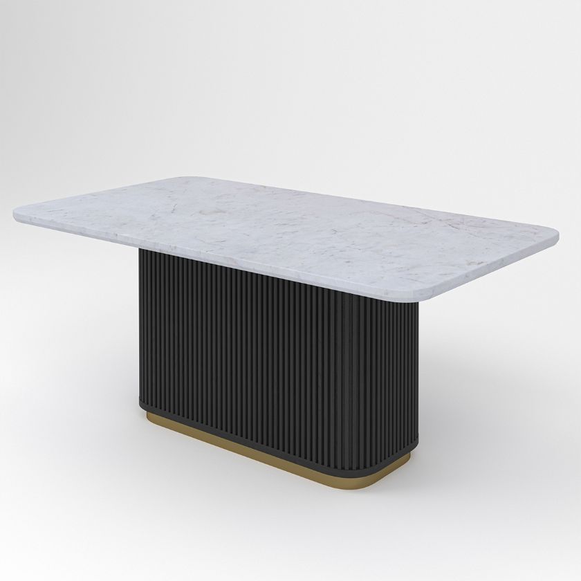 Picture of Perris Modern Black Fluted Base Marble Top Dining Table