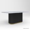 Picture of Perris Modern Black Fluted Base Marble Top Dining Table