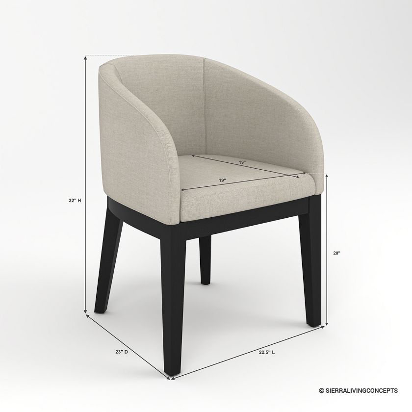 Perris Fully Upholstered Barrel Dining Chair Dimension Image