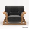 Picture of Pierre Wood & Velvet Mid Century Scandinavian Single Seater Sofa