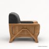 Picture of Pierre Wood & Velvet Mid Century Scandinavian Single Seater Sofa