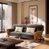 Picture of Pierre Wood & Velvet Mid Century Scandinavian Three Seater Sofa