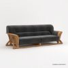 Picture of Pierre Wood & Velvet Mid Century Scandinavian Three Seater Sofa