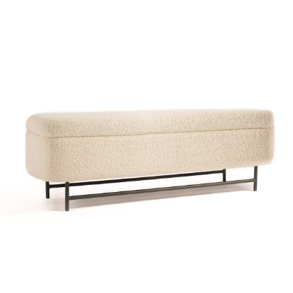 Picture of Bécancour Modern White Boucle Ottoman Storage Bench