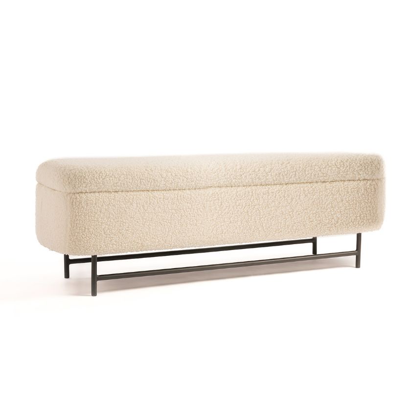 Picture of Bécancour Modern White Boucle Ottoman Storage Bench