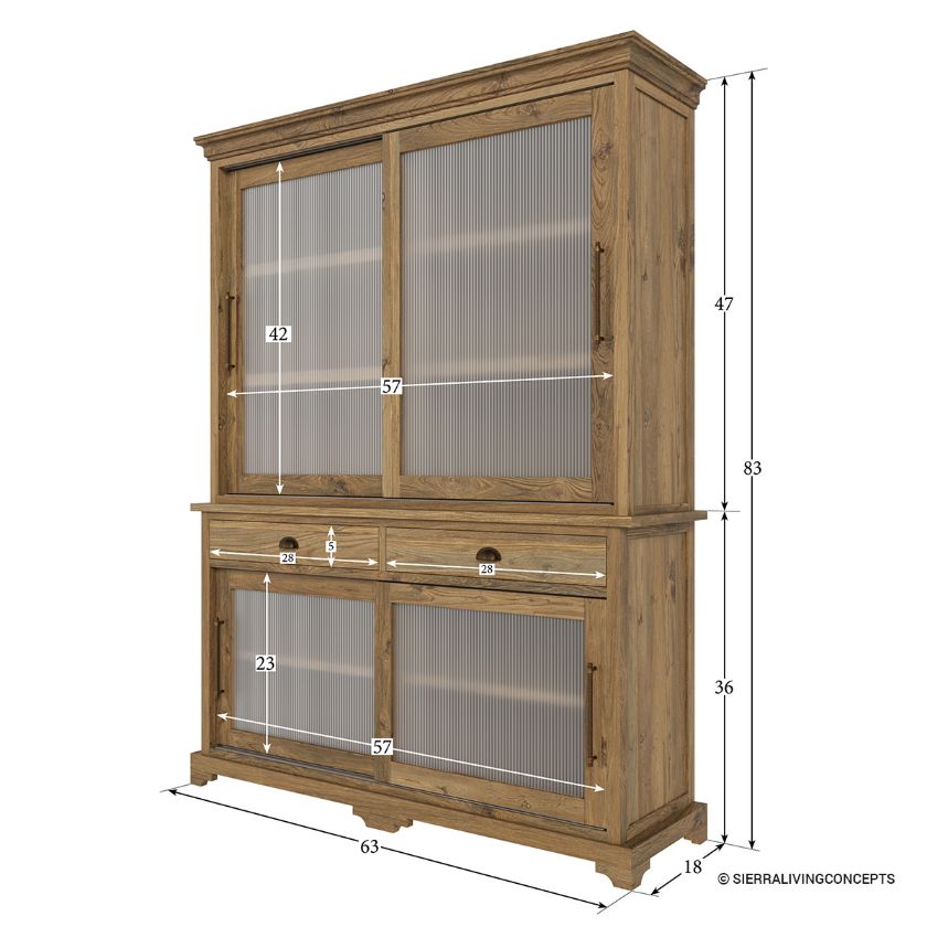 Surrey Rustic Free Standing Kitchen Pantry Storage Cabinet Dimension Image