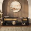 Picture of Aventura Two-Tone Black Modern Entryway Bench with Drawers