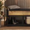 Picture of Aventura Two-Tone Black Modern Entryway Bench with Drawers