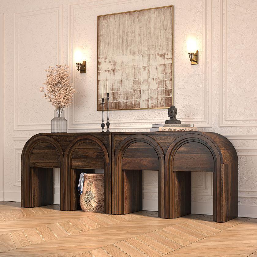 Picture of Chico Solid Dark Wood Arched Console Table with Drawers