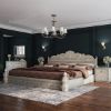 Picture of Nuala Hand Carved White Washed Solid Wood Platform Bed Frame