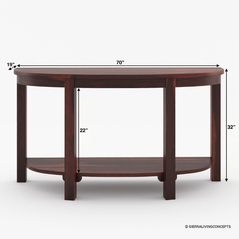 Murrieta Solid Wood Half Moon Console Table Size Image
