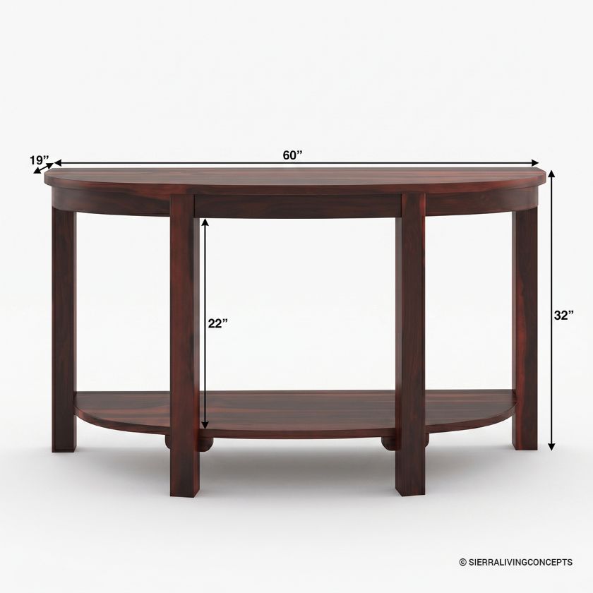 Murrieta Solid Wood Half Moon Console Table Size Image