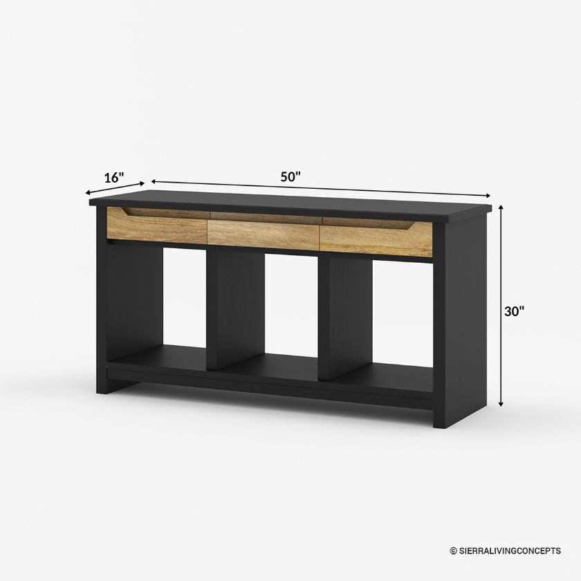 Aventura Black Entryway Console Table with Storage Size Image