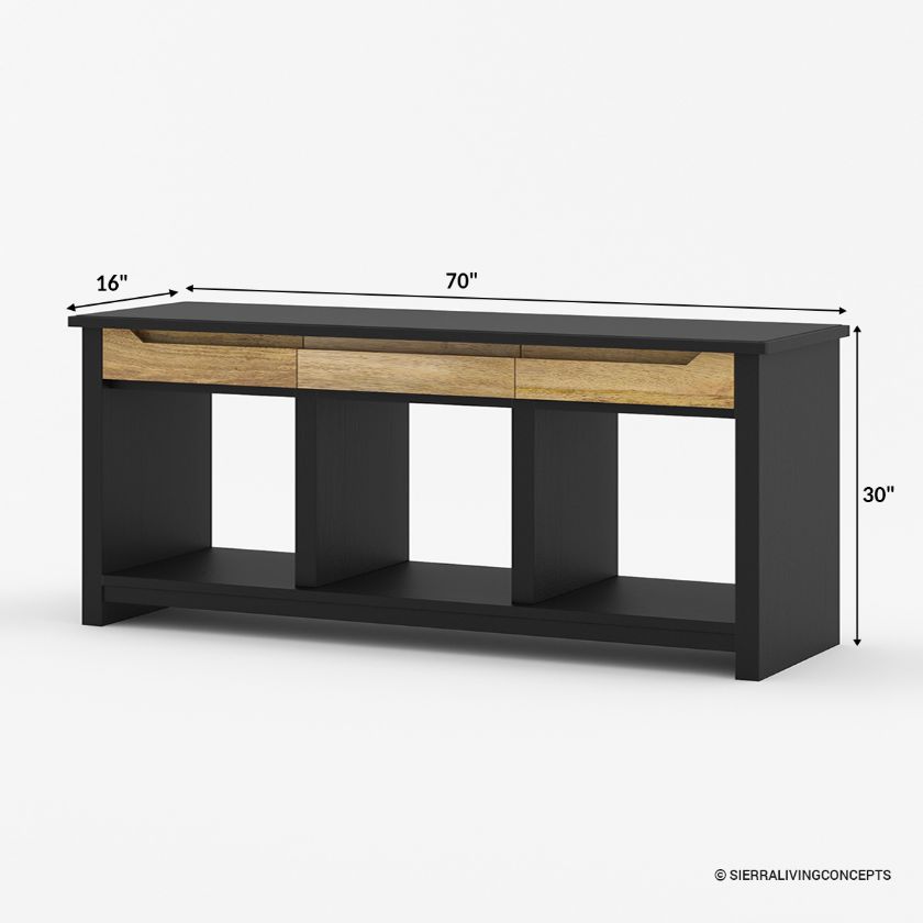 Aventura Black Entryway Console Table with Storage Size Image
