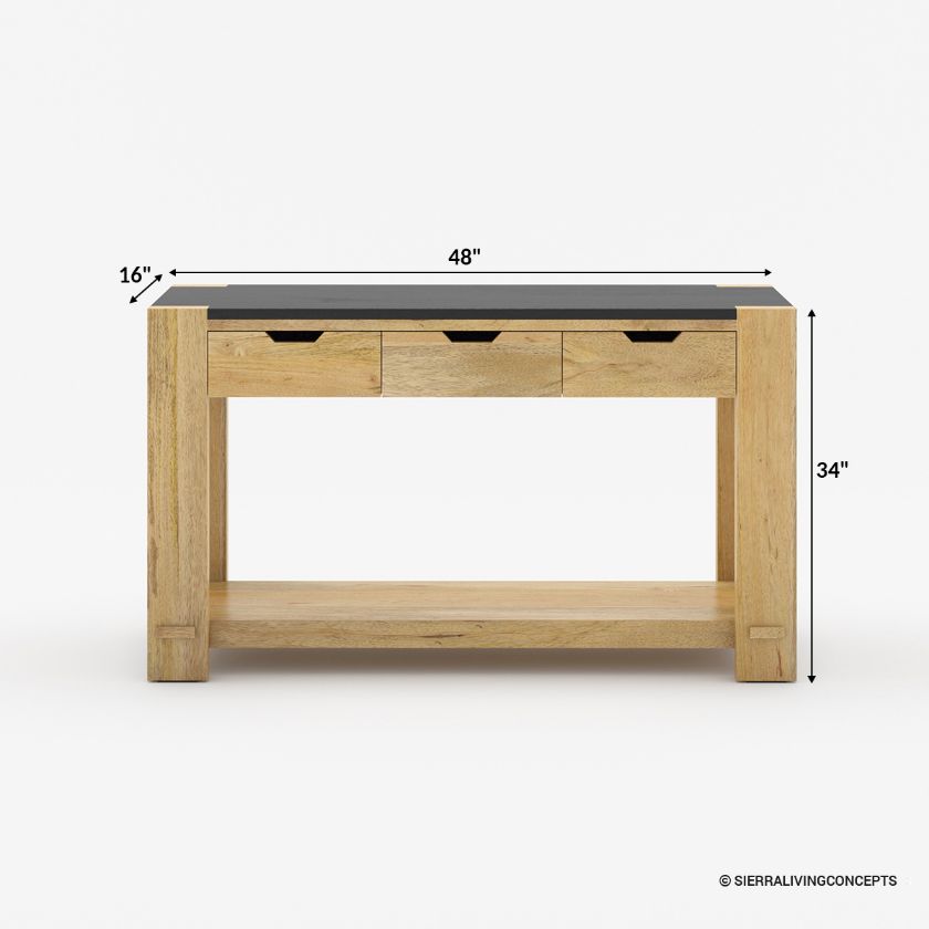 Stanley Solid Wood Modern Console Table with Drawers Size Image
