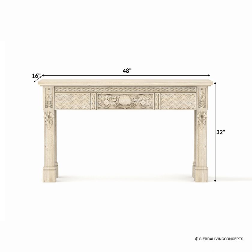 Kingsley Hand Carved Solid Wood Console Table Size Image