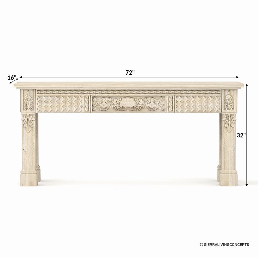 Kingsley Hand Carved Solid Wood Console Table Size Image