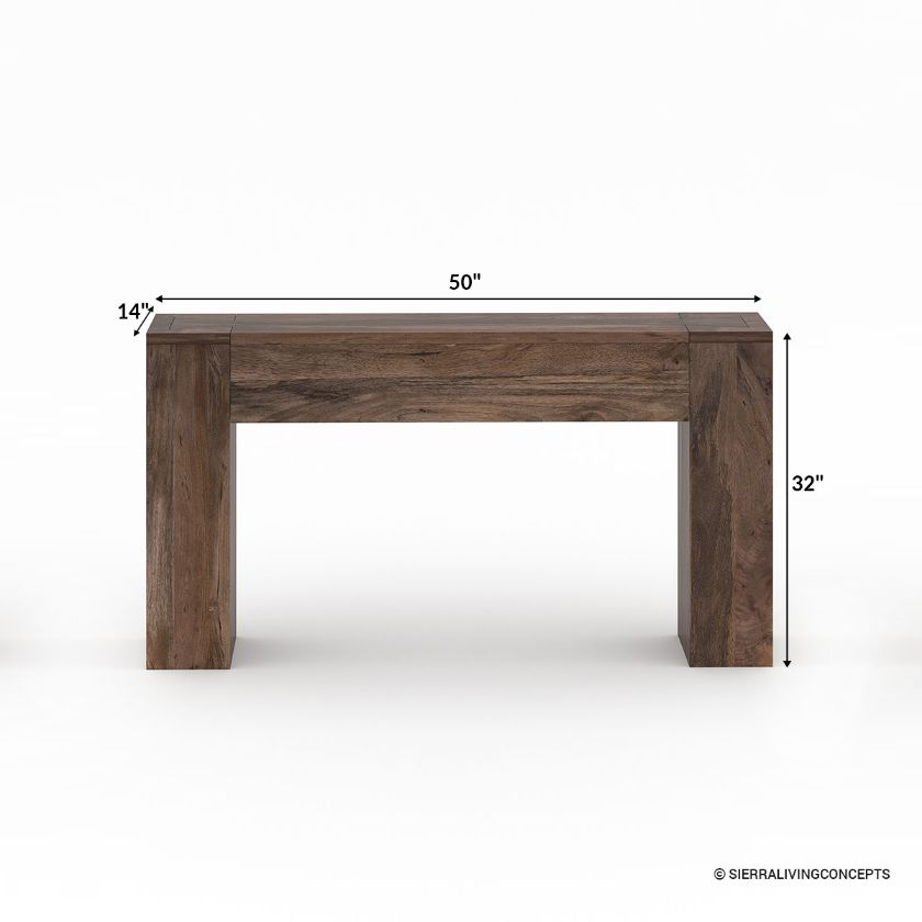 Mill Modern Rustic Wood Entryway Console Table Size Image