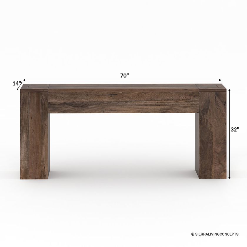 Mill Modern Rustic Wood Entryway Console Table Size Image
