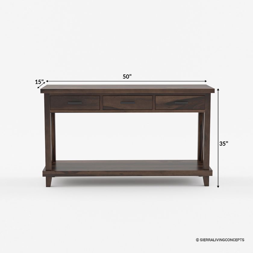 Antwerp Dark Wood Console Table with Storage Size Image