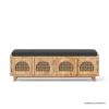Picture of Norfolk Wood & Rattan Upholstered Entryway Bench with Storage